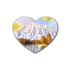 Painting Paint Landscape Nature Rubber Coaster (heart)  by Pakrebo