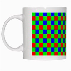 Check Pattern Red, Green, Blue White Mugs by ChastityWhiteRose