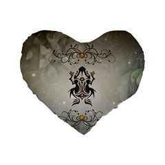 Wonderful Elegant Frog With Flowers Standard 16  Premium Flano Heart Shape Cushions by FantasyWorld7
