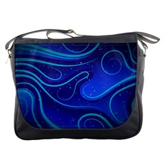 Wavy Abstract Blue Messenger Bag by Pakrebo