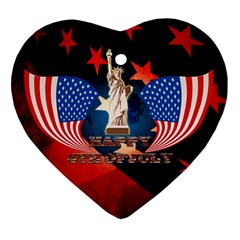 Happy 4th Of July Ornament (heart) by FantasyWorld7