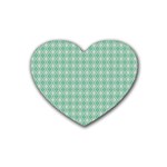 Argyle Light Green Pattern Heart Coaster (4 pack) 