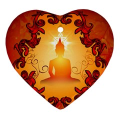 Buddah With Light Effect Ornament (heart) by FantasyWorld7