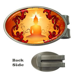 Buddah With Light Effect Money Clips (oval)  by FantasyWorld7
