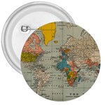 World Map Vintage 3  Buttons