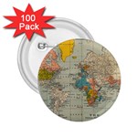 World Map Vintage 2.25  Buttons (100 pack) 