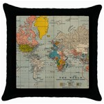 World Map Vintage Throw Pillow Case (Black)