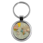 World Map Vintage Key Chain (Round)