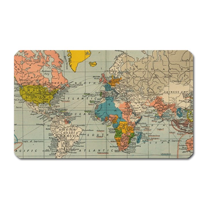 World Map Vintage Magnet (Rectangular)