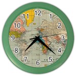 World Map Vintage Color Wall Clock