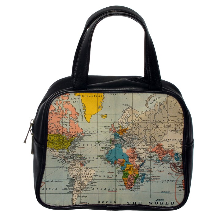 World Map Vintage Classic Handbag (One Side)
