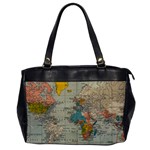 World Map Vintage Oversize Office Handbag Front