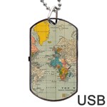 World Map Vintage Dog Tag USB Flash (Two Sides) Front