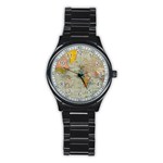 World Map Vintage Stainless Steel Round Watch Front