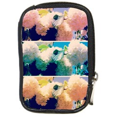 Washed Out Snowball Branch Collage (iv) Compact Camera Leather Case by okhismakingart