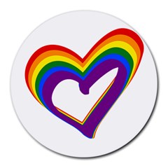 Rainbow Heart Colorful Lgbt Rainbow Flag Colors Gay Pride Support Round Mousepads by yoursparklingshop
