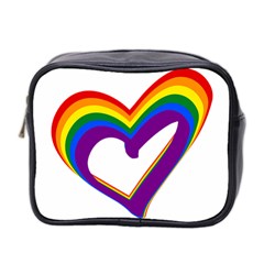 Rainbow Heart Colorful Lgbt Rainbow Flag Colors Gay Pride Support Mini Toiletries Bag (two Sides) by yoursparklingshop
