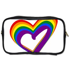 Rainbow Heart Colorful Lgbt Rainbow Flag Colors Gay Pride Support Toiletries Bag (two Sides) by yoursparklingshop
