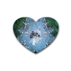 Surfboard With Dolphin Rubber Coaster (heart)  by FantasyWorld7