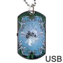 Surfboard With Dolphin Dog Tag Usb Flash (two Sides) by FantasyWorld7