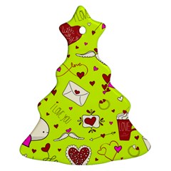 Valentin s Day Love Hearts Pattern Red Pink Green Ornament (christmas Tree)  by EDDArt