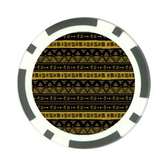 Native American Ornaments Watercolor Pattern Black Gold Poker Chip Card Guard (10 Pack) by EDDArt
