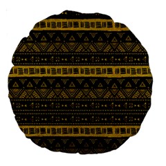 Native American Ornaments Watercolor Pattern Black Gold Large 18  Premium Round Cushions by EDDArt