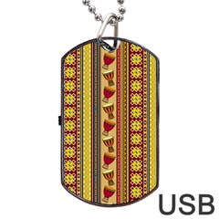 Traditional Africa Border Wallpaper Pattern Colored 4 Dog Tag Usb Flash (one Side) by EDDArt