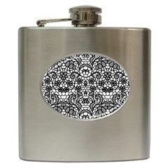 Lace Seamless Pattern With Flowers Hip Flask (6 Oz) by Sobalvarro