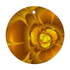 Fractal Yellow Flower Floral Ornament (round)