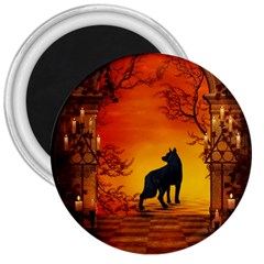 Wonderful Wolf In The Night 3  Magnets by FantasyWorld7