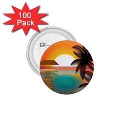 Sunset Beach Beach Palm Ocean 1 75  Buttons (100 Pack)  by Pakrebo