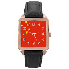 China Flag Rose Gold Leather Watch  by FlagGallery