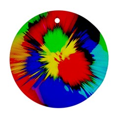Color Halftone Grid Raster Image Ornament (round)