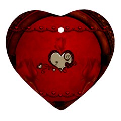 Beautiful Elegant Hearts With Roses Ornament (heart) by FantasyWorld7
