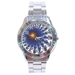 Fractal Spiral Curve Abstraction Stainless Steel Analogue Watch by Pakrebo