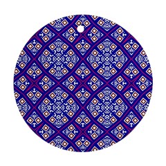 Symmetry Digital Art Pattern Blue Ornament (round)