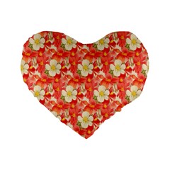Background Images Floral Pattern Red White Standard 16  Premium Flano Heart Shape Cushions by Pakrebo