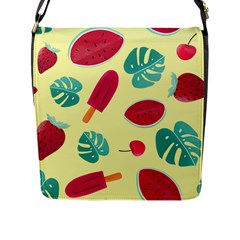 Watermelon Leaves Strawberry Flap Closure Messenger Bag (l)