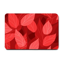 Leaf Design Leaf Background Red Small Doormat  by Pakrebo