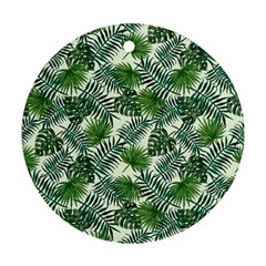 Leaves Tropical Wallpaper Foliage Ornament (round)