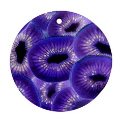 Sliced Kiwi Fruits Purple Ornament (round)