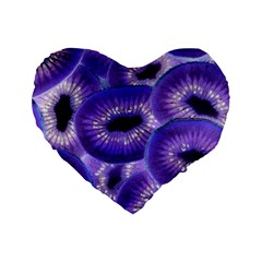 Sliced Kiwi Fruits Purple Standard 16  Premium Flano Heart Shape Cushions by Pakrebo