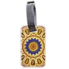 Red And White Angels Printed On Green Red And Purple Round Rug Luggage Tag (two Sides) by Pakrebo