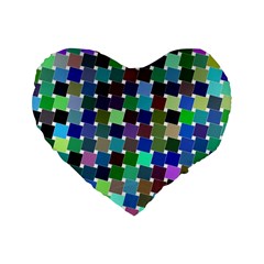 Geometric Background Colorful Standard 16  Premium Heart Shape Cushions by HermanTelo