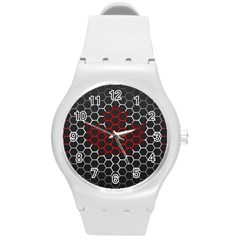 Canada Flag Hexagon Round Plastic Sport Watch (m) by HermanTelo