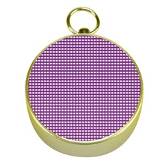 Gingham Plaid Fabric Pattern Purple Gold Compasses by HermanTelo