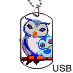 Owl Mother Owl Baby Owl Nature Dog Tag Usb Flash (one Side) by Sudhe