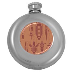 Background Non Seamless Pattern Round Hip Flask (5 Oz)