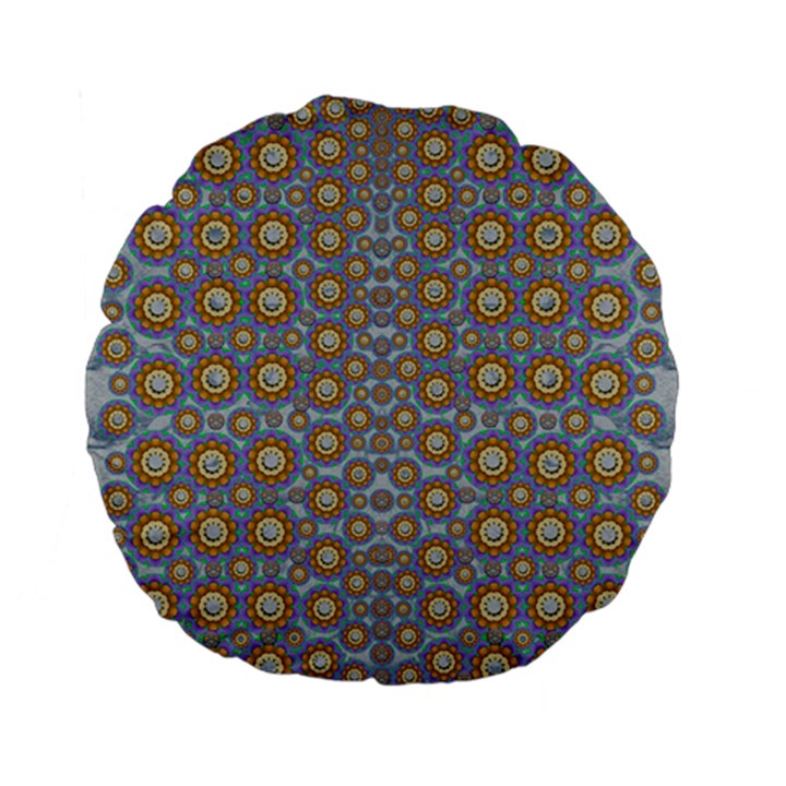 Florals Striving To Be In The Hole World As Free Standard 15  Premium Flano Round Cushions